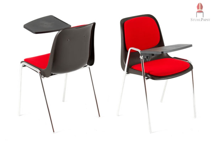 Ein flexibler Collegestuhl von Stuhlpapst, der durch sein kompaktes Design eine schnelle Umgestaltung von Workshop-Räumen ohne schwere Tische erlaubt.